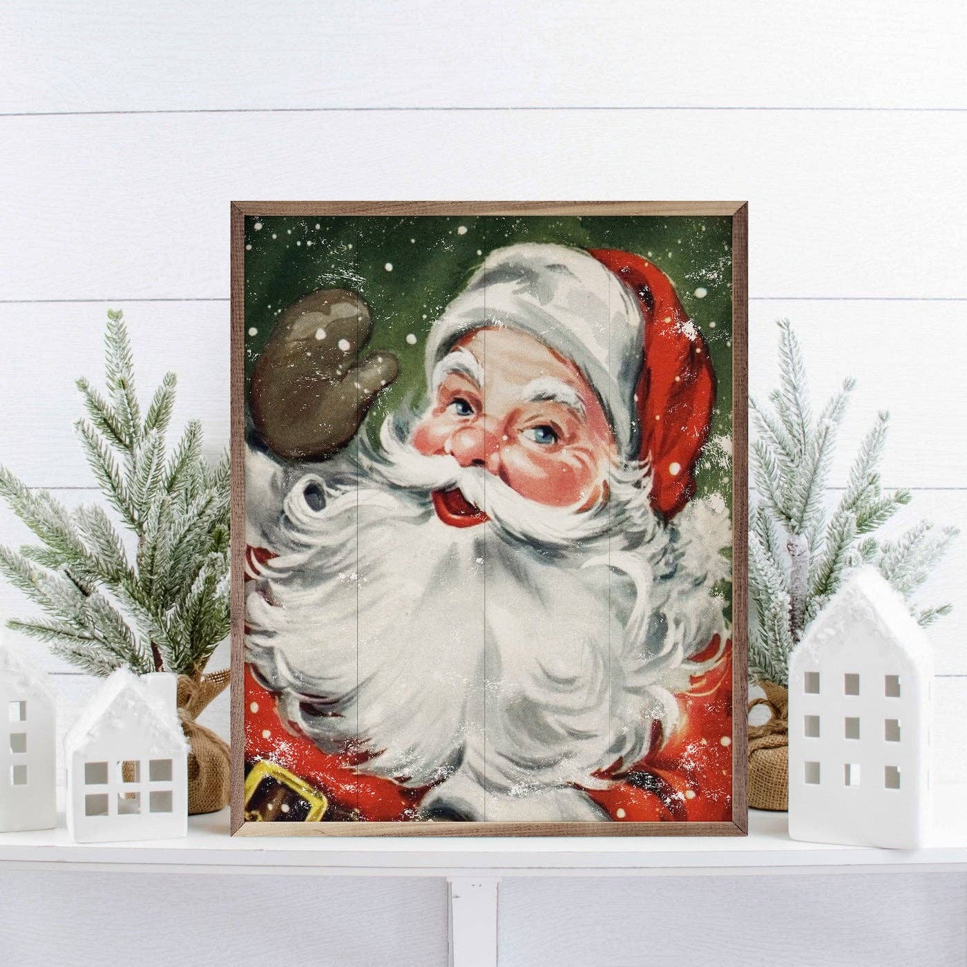 Santa With Snow Green