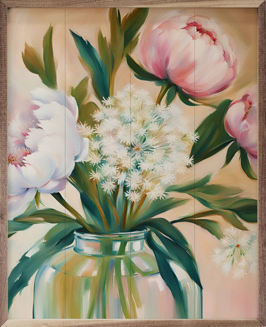 Peony Bouquet In Vase Pink