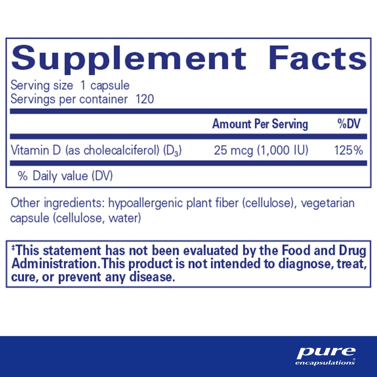 Vitamin D3 25 mcg (1,000 IU)