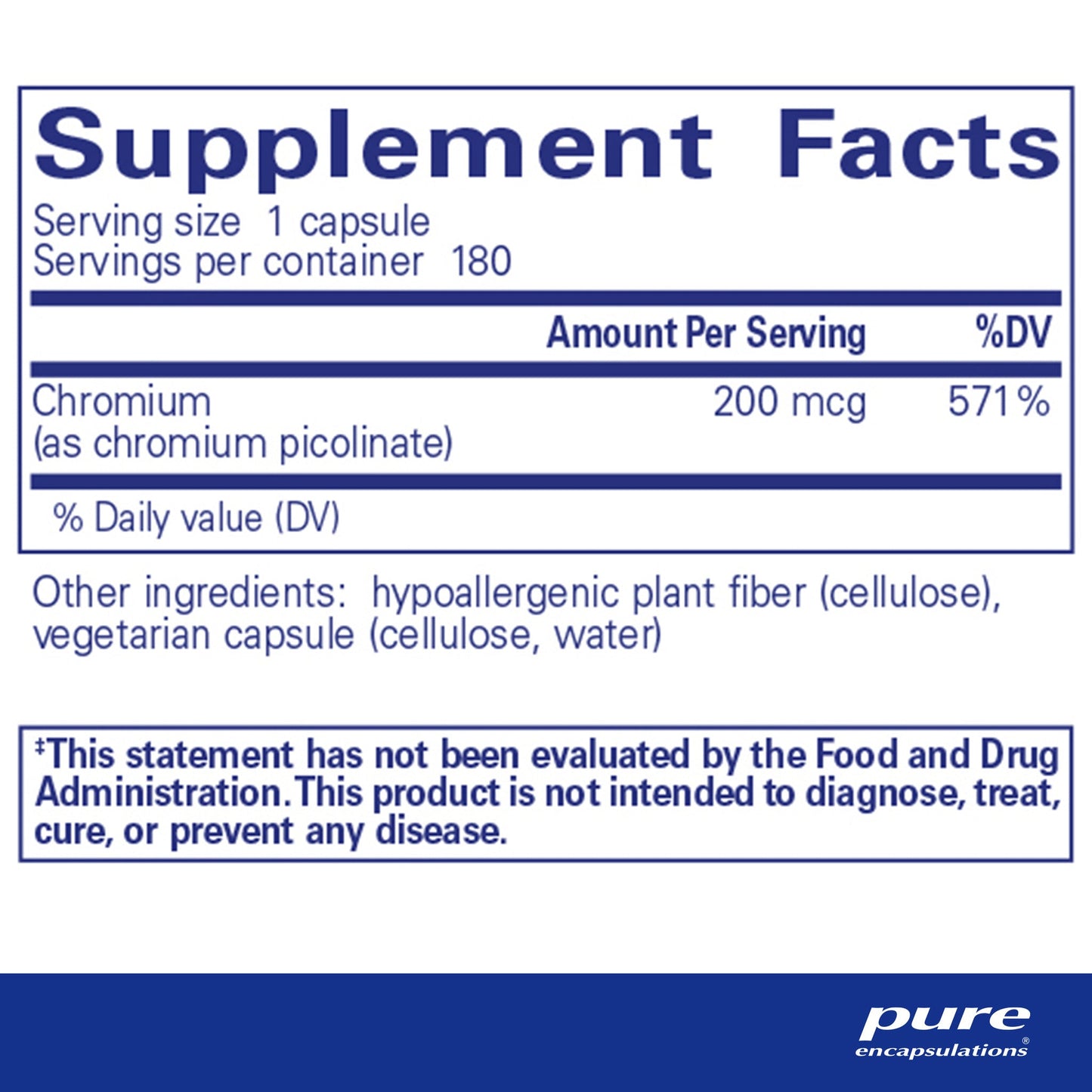 Chromium (picolinate) 200 mcg.